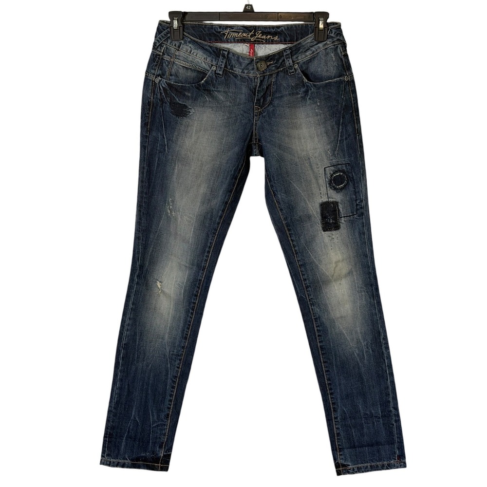 Timeout Jeans Hipster Women Size 29 Blue Distressed Patchwork Skinny Jeans